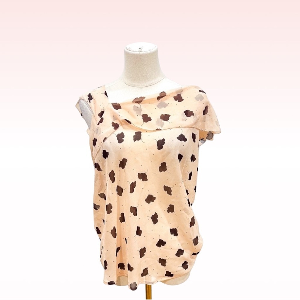 CABI Beige Ruffle Blouse (Sz S)